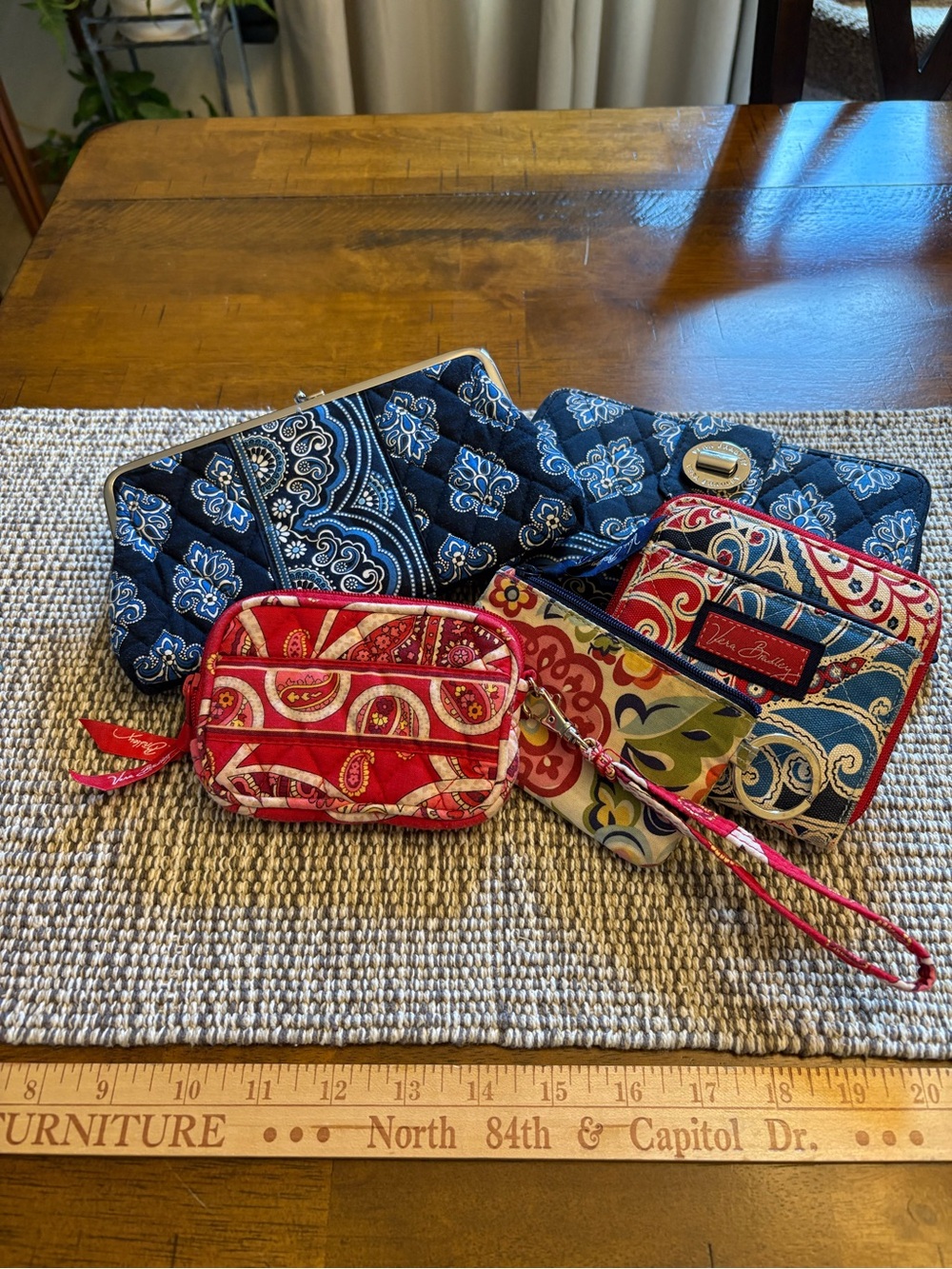 Vera Bradley Quilted Women's Wallet & Wristlet Set - Red & Navy Paisley